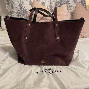 Coach Reversible market Suede Tote brown / black